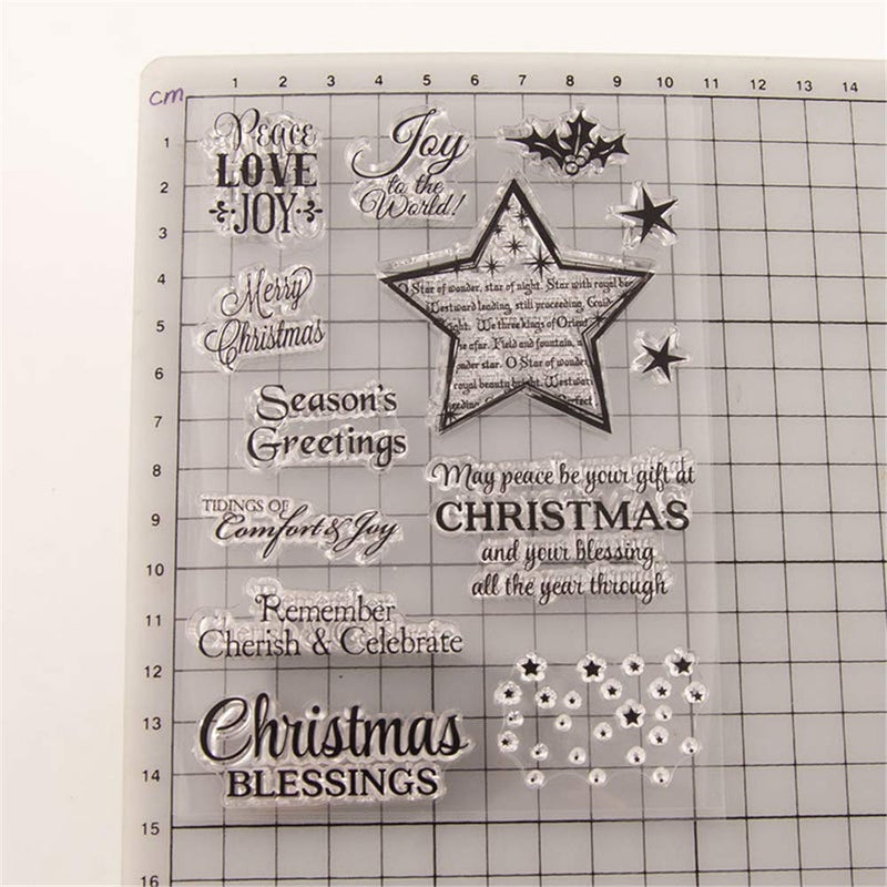LZBRDY Merry Christmas Stars Blessing Words Clear Rubber Stamps for Card Making and Scrapbooking Christmas Silicone Stamps (T1600) - Image 2